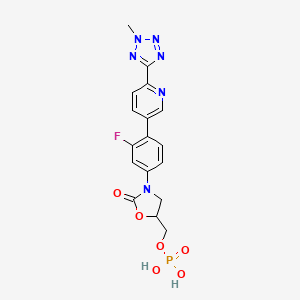 molecular formula C17H16FN6O6P B13389569 [3-[3-Fluoro-4-[6-(2-methyltetrazol-5-yl)pyridin-3-yl]phenyl]-2-oxo-1,3-oxazolidin-5-yl]methyl dihydrogen phosphate 