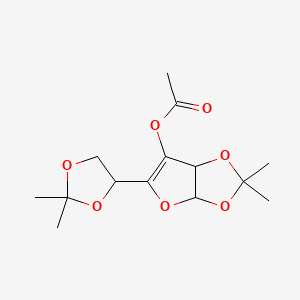 molecular formula C14H20O7 B13389619 [5-(2,2-Dimethyl-1,3-dioxolan-4-yl)-2,2-dimethyl-3a,6a-dihydrofuro[2,3-d][1,3]dioxol-6-yl] acetate 