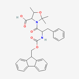 molecular formula C31H32N2O6 B13389715 3-[2-(9H-fluoren-9-ylmethoxycarbonylamino)-3-phenylpropanoyl]-2,2,5-trimethyl-1,3-oxazolidine-4-carboxylic acid 