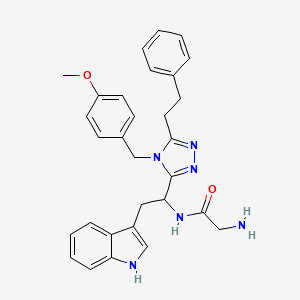 molecular formula C30H32N6O2 B13389752 2-amino-N-[2-(1H-indol-3-yl)-1-[4-[(4-methoxyphenyl)methyl]-5-(2-phenylethyl)-1,2,4-triazol-3-yl]ethyl]acetamide 