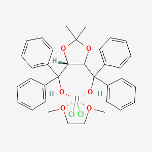molecular formula C35H40Cl2O6Ti B13389839 dichlorotitanium;1,2-dimethoxyethane;[(5R)-5-[hydroxy(diphenyl)methyl]-2,2-dimethyl-1,3-dioxolan-4-yl]-diphenylmethanol 