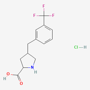 molecular formula C13H15ClF3NO2 B13389928 4-[[3-(Trifluoromethyl)phenyl]methyl]pyrrolidine-2-carboxylic acid;hydrochloride 