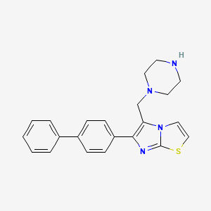 molecular formula C22H22N4S B13389936 6-Biphenyl-4-yl-5-piperazin-1-ylmethylimidazo-[2,1-b]thiazole 