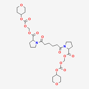 molecular formula C30H44N2O14 B13389942 oxan-4-yloxycarbonyloxymethyl 1-[6-[2-(oxan-4-yloxycarbonyloxymethoxycarbonyl)pyrrolidin-1-yl]-6-oxohexanoyl]pyrrolidine-2-carboxylate 