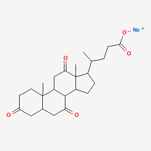 molecular formula C24H33NaO5 B13389953 Sodium 4-[10,13-dimethyl-3,7,12-tris(oxidanylidene)-1,2,4,5,6,8,9,11,14,15,16,17-dodecahydrocyclopenta[a]phenanthren-17-yl]pentanoate 