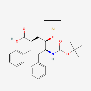 molecular formula C30H45NO5Si B1338998 (2R,4R,5S)-2-Benzyl-4-[tert-butyl(dimethyl)silyl]oxy-5-[(2-methylpropan-2-yl)oxycarbonylamino]-6-phenylhexanoic acid 