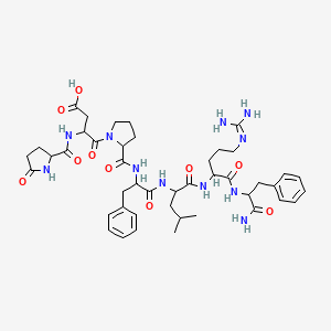 molecular formula C44H61N11O10 B13390039 pGlu-Asp-Pro-Phe-Leu-Arg-Phe-NH2 