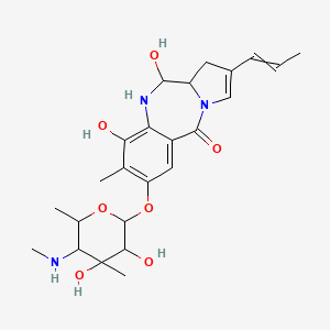 molecular formula C24H33N3O7 B13390090 2-[3,4-Dihydroxy-4,6-dimethyl-5-(methylamino)oxan-2-yl]oxy-4,6-dihydroxy-3-methyl-8-prop-1-enyl-5,6,6a,7-tetrahydropyrrolo[2,1-c][1,4]benzodiazepin-11-one 