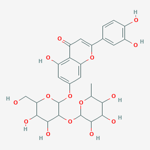 molecular formula C27H30O15 B13391377 2-(3,4-Dihydroxyphenyl)-5-hydroxy-4-oxo-4H-1-benzopyran-7-yl 2-O-(6-deoxyhexopyranosyl)hexopyranoside 