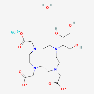 molecular formula C18H33GdN4O10 B13391425 2-[4,10-bis(carboxylatomethyl)-7-(1,3,4-trihydroxybutan-2-yl)-1,4,7,10-tetrazacyclododec-1-yl]acetate;gadolinium(3+);hydrate 