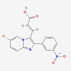 molecular formula C16H10BrN3O4 B13391644 3-[6-Bromo-2-(3-nitrophenyl)imidazo[1,2-a]pyridin-3-yl]acrylic acid 