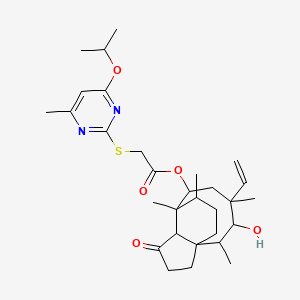 molecular formula C30H44N2O5S B13391653 (4-Ethenyl-3-hydroxy-2,4,7,14-tetramethyl-9-oxo-6-tricyclo[5.4.3.01,8]tetradecanyl) 2-(4-methyl-6-propan-2-yloxypyrimidin-2-yl)sulfanylacetate CAS No. 91079-38-8