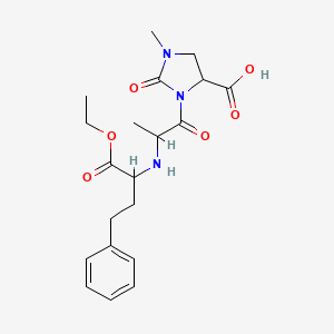 molecular formula C20H27N3O6 B13391672 3-[N-(1-Ethoxy-1-oxo-4-phenylbutan-2-yl)alanyl]-1-methyl-2-oxoimidazolidine-4-carboxylic acid 