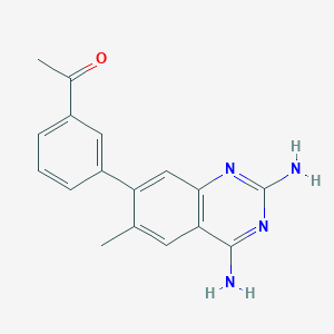 molecular formula C17H16N4O B13391694 1-[3-(2,4-Diamino-6-Methylquinazolin-7-Yl)phenyl]ethanone CAS No. 93348-22-2