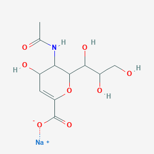 molecular formula C11H16NNaO8 B13391756 sodium;3-acetamido-4-hydroxy-2-(1,2,3-trihydroxypropyl)-3,4-dihydro-2H-pyran-6-carboxylate 