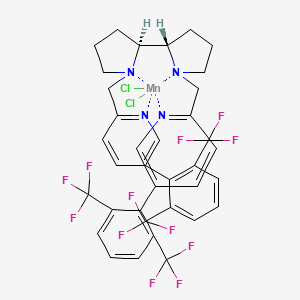 molecular formula C36H30Cl2F12MnN4 B13391786 5-[2,6-bis(trifluoromethyl)phenyl]-2-[[(2S)-2-[(2S)-1-[[5-[2,6-bis(trifluoromethyl)phenyl]pyridin-2-yl]methyl]pyrrolidin-2-yl]pyrrolidin-1-yl]methyl]pyridine;dichloromanganese 