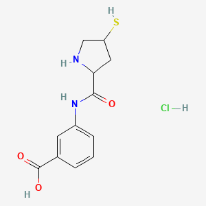 molecular formula C12H15ClN2O3S B13391932 3-[[(2S,4S)-4-sulfanylpyrrolidine-2-carbonyl]amino]benzoic acid,hydrochloride 