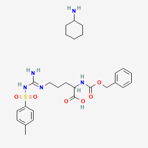 molecular formula C27H39N5O6S B13391934 5-[[Amino-[(4-methylphenyl)sulfonylamino]methylidene]amino]-2-(phenylmethoxycarbonylamino)pentanoic acid;cyclohexanamine 