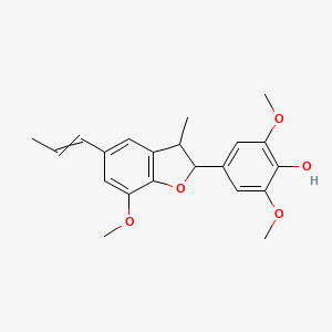 molecular formula C21H24O5 B13391941 2,6-Dimethoxy-4-(7-methoxy-3-methyl-5-prop-1-enyl-2,3-dihydro-1-benzofuran-2-yl)phenol 