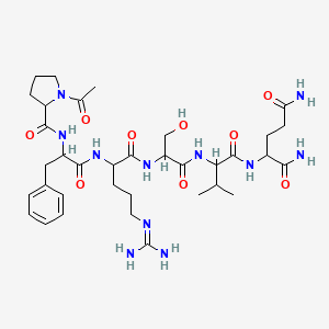 molecular formula C35H55N11O9 B13391964 2-[[2-[[2-[[2-[[2-[(1-acetylpyrrolidine-2-carbonyl)amino]-3-phenylpropanoyl]amino]-5-(diaminomethylideneamino)pentanoyl]amino]-3-hydroxypropanoyl]amino]-3-methylbutanoyl]amino]pentanediamide 