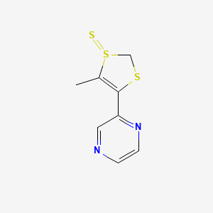 molecular formula C8H8N2S3 B13392059 2-(5-Methyl-1-sulfanylidene-1,3-dithiol-4-yl)pyrazine 