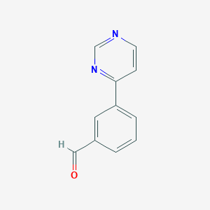 molecular formula C11H8N2O B13392083 Benzaldehyde, 3-(4-pyrimidinyl)- 