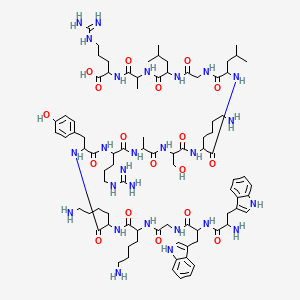 molecular formula C86H134N26O18 B13392172 (Trp63,Trp64)-C3a (63-77) 