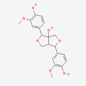 molecular formula C20H22O7 B13392215 3,6-Bis(4-hydroxy-3-methoxyphenyl)-3,4,6,6a-tetrahydro-1H-furo[3,4-c]furan-3a-ol 