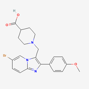 molecular formula C21H22BrN3O3 B13392226 1-[6-Bromo-2-(4-methoxyphenyl)imidazo[1,2-a]pyridin-3-ylmethyl]piperidine-4-carboxylic acid 