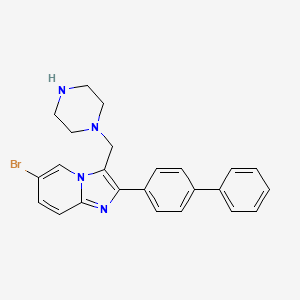 molecular formula C24H23BrN4 B13392290 2-Biphenyl-4-yl-6-bromo-3-piperazin-1-ylmethylimidazo[1,2-a]pyridine 