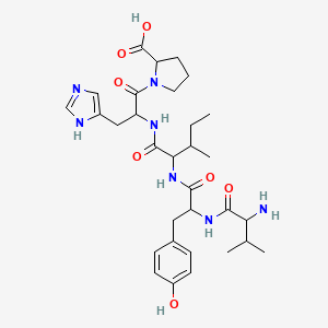 molecular formula C31H45N7O7 B13392366 (2S)-1-[(2S)-2-[(2S,3S)-2-[(2S)-2-[(2S)-2-amino-3-methylbutanamido]-3-(4-hydroxyphenyl)propanamido]-3-methylpentanamido]-3-(1H-imidazol-4-yl)propanoyl]pyrrolidine-2-carboxylic acid 
