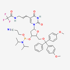 molecular formula C44H51F3N5O9P B13392371 N-[3-[1-[5-[[bis(4-methoxyphenyl)-phenylmethoxy]methyl]-4-[2-cyanoethoxy-[di(propan-2-yl)amino]phosphanyl]oxyoxolan-2-yl]-2,4-dioxopyrimidin-5-yl]prop-2-enyl]-2,2,2-trifluoroacetamide 