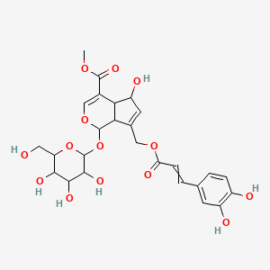 molecular formula C26H30O14 B13392525 Methyl 7-[3-(3,4-dihydroxyphenyl)prop-2-enoyloxymethyl]-5-hydroxy-1-[3,4,5-trihydroxy-6-(hydroxymethyl)oxan-2-yl]oxy-1,4a,5,7a-tetrahydrocyclopenta[c]pyran-4-carboxylate 
