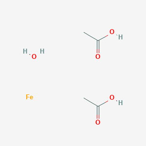 molecular formula C4H10FeO5 B13392579 Acetic acid; iron; hydrate 