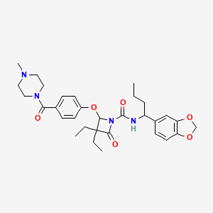 molecular formula C31H40N4O6 B13392590 (S)-N-((R)-1-(Benzo[d][1,3]dioxol-5-yl)butyl)-3,3-diethyl-2-(4-(4-methylpiperazine-1-carbonyl)phenoxy)-4-oxoazetidine-1-carboxamide 