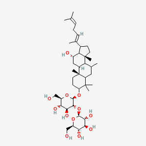 molecular formula C42H70O12 B13392625 (2S,3R,4S,5S,6R)-2-[(2R,3R,4S,5S,6R)-4,5-dihydroxy-6-(hydroxymethyl)-2-[[(10R,12S,14R,17S)-12-hydroxy-4,4,7,10,14-pentamethyl-17-[(2E)-6-methylhepta-2,5-dien-2-yl]-1,2,3,5,6,7,8,9,11,12,13,15,16,17-tetradecahydrocyclopenta[a]phenanthren-3-yl]oxy]oxan-3-yl]oxy-6-(hydroxymethyl)oxane-3,4,5-triol 