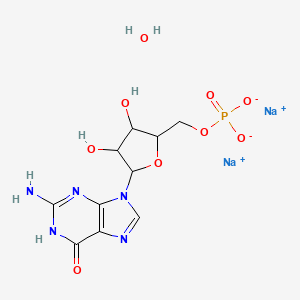 molecular formula C10H14N5Na2O9P B13392648 disodium;[5-(2-amino-6-oxo-1H-purin-9-yl)-3,4-dihydroxyoxolan-2-yl]methyl phosphate;hydrate 