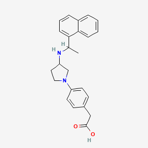 molecular formula C24H26N2O2 B13392755 2-[4-[3-(1-naphthalen-1-ylethylamino)pyrrolidin-1-yl]phenyl]acetic acid 