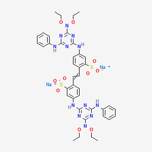molecular formula C40H42N12Na2O10S2 B13392765 Disodium;5-[[4-anilino-6-(diethoxyamino)-1,3,5-triazin-2-yl]amino]-2-[2-[4-[[4-anilino-6-(diethoxyamino)-1,3,5-triazin-2-yl]amino]-2-sulfonatophenyl]ethenyl]benzenesulfonate 