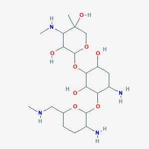 molecular formula C20H40N4O8 B13392772 2-[4-amino-3-[3-amino-6-(methylaminomethyl)oxan-2-yl]oxy-2,6-dihydroxycyclohexyl]oxy-5-methyl-4-(methylamino)oxane-3,5-diol 