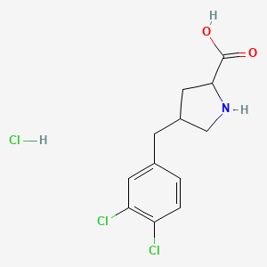 molecular formula C12H14Cl3NO2 B13392794 4-[(3,4-Dichlorophenyl)methyl]pyrrolidine-2-carboxylic acid;hydrochloride 