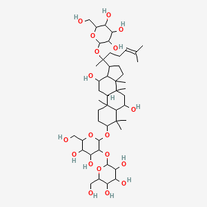 molecular formula C48H82O19 B13392801 2-[2-[[6,12-dihydroxy-4,4,8,10,14-pentamethyl-17-[6-methyl-2-[3,4,5-trihydroxy-6-(hydroxymethyl)oxan-2-yl]oxyhept-5-en-2-yl]-2,3,5,6,7,9,11,12,13,15,16,17-dodecahydro-1H-cyclopenta[a]phenanthren-3-yl]oxy]-4,5-dihydroxy-6-(hydroxymethyl)oxan-3-yl]oxy-6-(hydroxymethyl)oxane-3,4,5-triol 