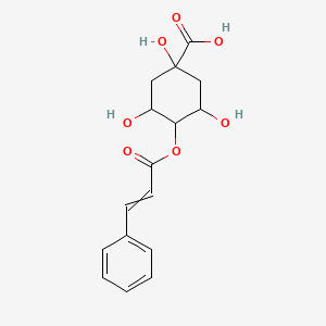 molecular formula C16H18O7 B13392848 1,3,5-Trihydroxy-4-(3-phenylprop-2-enoyloxy)cyclohexane-1-carboxylic acid 