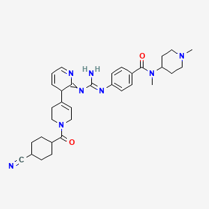 molecular formula C33H42N8O2 B13392855 4-[[amino-[[3-[1-(4-cyanocyclohexanecarbonyl)-3,6-dihydro-2H-pyridin-4-yl]-3H-pyridin-2-ylidene]amino]methylidene]amino]-N-methyl-N-(1-methylpiperidin-4-yl)benzamide 