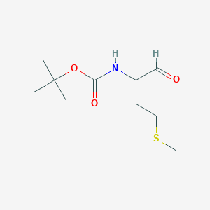 molecular formula C10H19NO3S B13392896 Carbamic acid, [1-formyl-3-(methylthio)propyl]-, 1,1-dimethylethyl ester CAS No. 119927-71-8