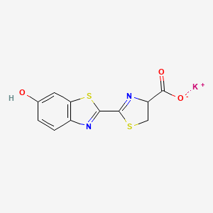 molecular formula C11H7KN2O3S2 B13392909 4,5-Dihydro-2-(6-hydroxy-2-benzothiazolyl)-4-thiazolecarboxylic acid potassium salt CAS No. 115144-35-9