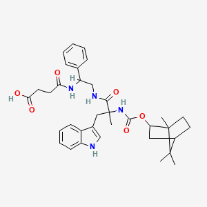 molecular formula C35H44N4O6 B13392923 4-[[(1R)-2-[[(2S)-3-(1H-indol-3-yl)-2-methyl-2-[(1,7,7-trimethyl-2-bicyclo[2.2.1]heptanyl)oxycarbonylamino]propanoyl]amino]-1-phenylethyl]amino]-4-oxobutanoic acid 
