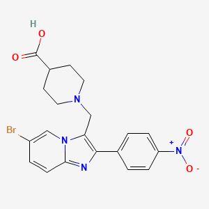 molecular formula C20H19BrN4O4 B13392978 1-[6-Bromo-2-(4-nitrophenyl)imidazo[1,2-a]pyridin-3-ylmethyl]piperidine-4-carboxylic acid 