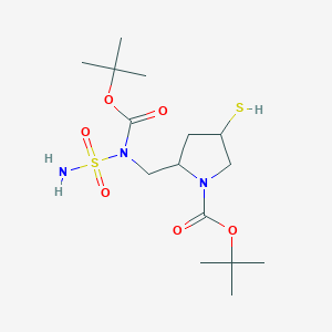 molecular formula C15H29N3O6S2 B13392987 Tert-butyl 2-[[(2-methylpropan-2-yl)oxycarbonyl-sulfamoylamino]methyl]-4-sulfanylpyrrolidine-1-carboxylate 