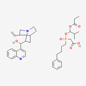 molecular formula C38H51N2O7P B13392996 (5-Ethenyl-1-azabicyclo[2.2.2]octan-2-yl)-quinolin-4-ylmethanol;2-[(2-methyl-1-propanoyloxypropoxy)-(4-phenylbutyl)phosphoryl]acetic acid 